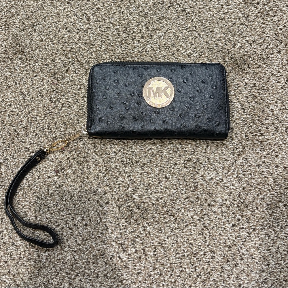 Michael Kors Black Textured Wristlet/Wallet